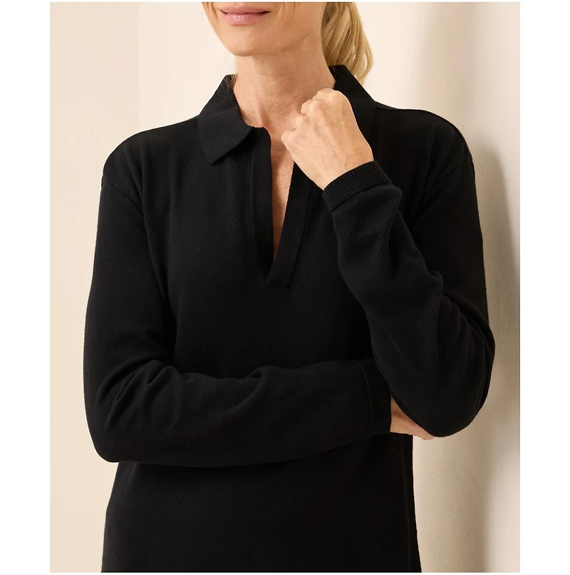 Pact Women's Classic Fine Knit Collared Sweater Dress