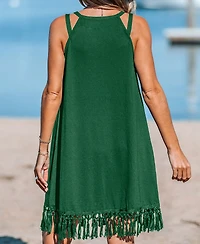 Cupshe Women's Boho Breeze Tassel Cover Up Dress