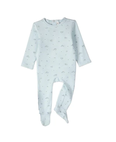 MeMoi Baby and Toddler Boys "Clouds of Happiness" Cotton Rich Mini-Ribbed Footie