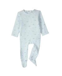 MeMoi Baby and Toddler Boys "Clouds of Happiness" Cotton Rich Mini-Ribbed Footie