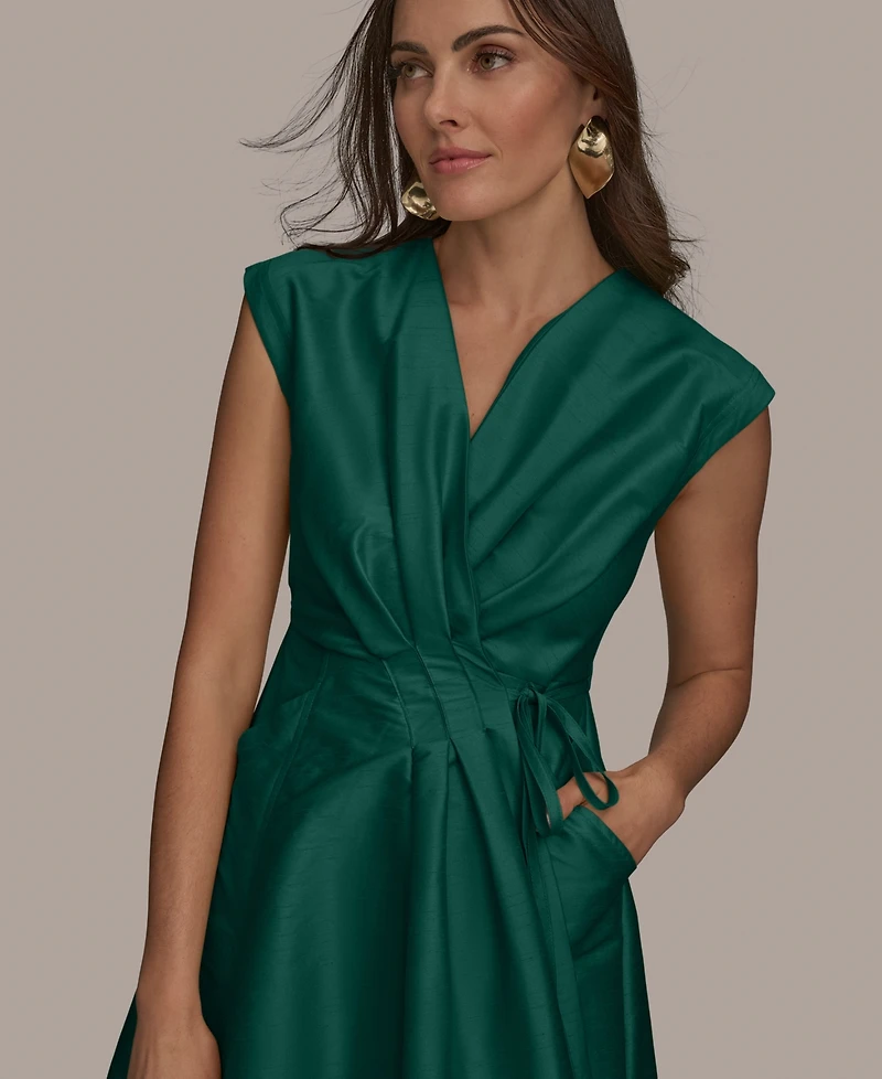 Donna Karan New York Women's Surplice-Neck Midi Dress
