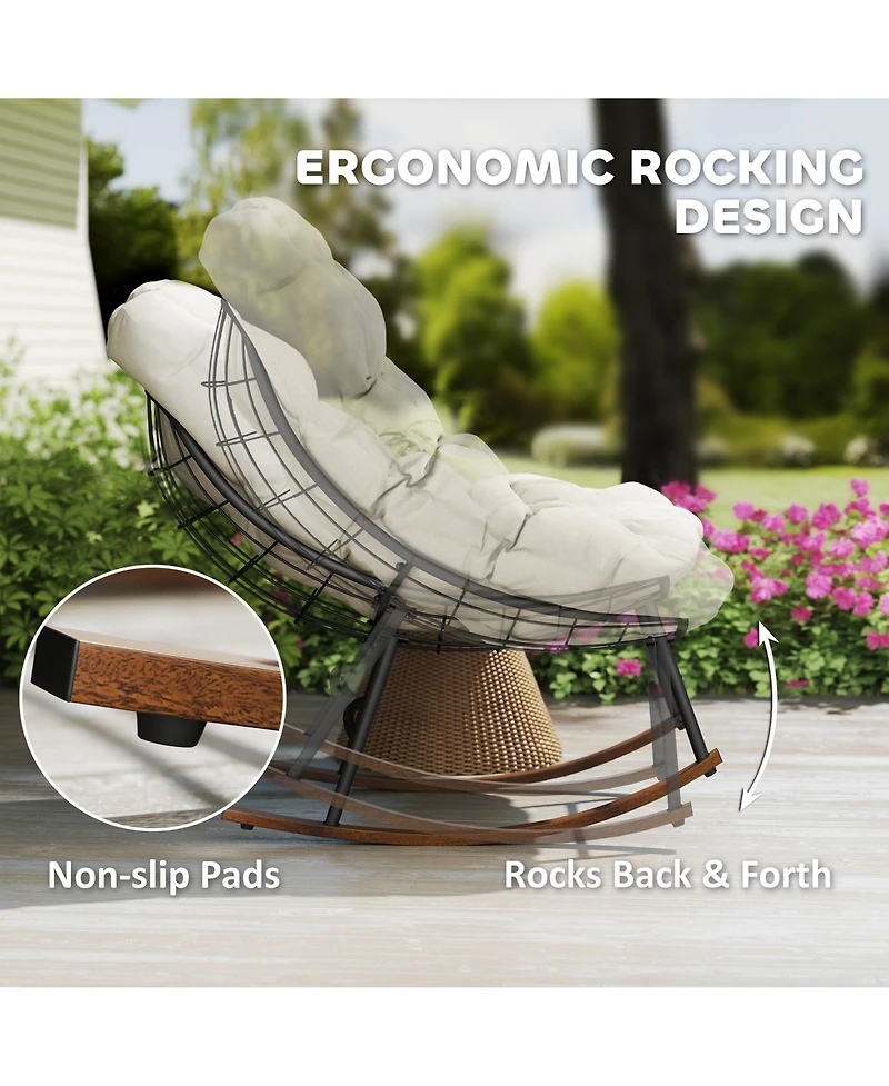 Outsunny Outdoor Rocking Chair Set of 2, Papasan Chairs,