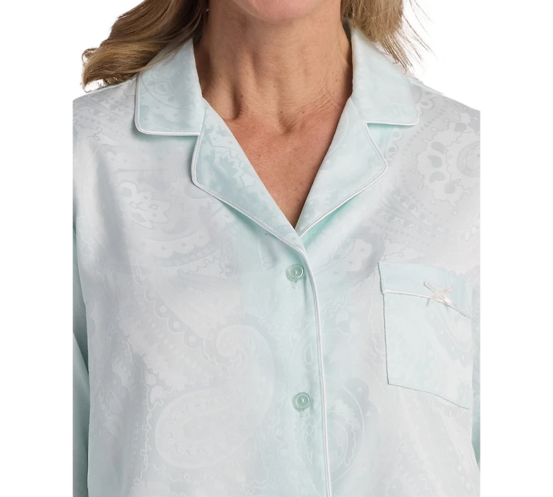 Miss Elaine Women's 2-Piece Notch Collar Top and Pull-On Pants Pajama Set