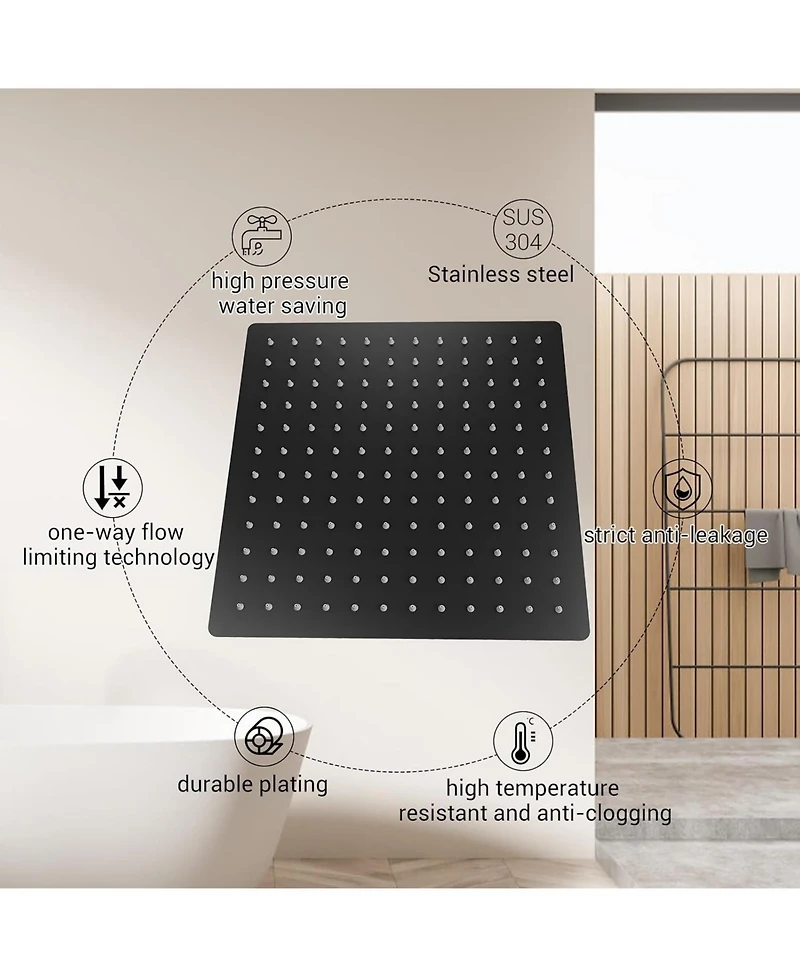 gaomon Bathroom Shower Faucet Set, 12 Inch Rainfall Shower Head With Handheld Combo, Wall Mounted Shower System Shower Fixtures With Pressure-Balanced