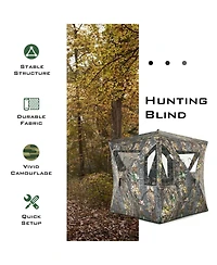 Mecale 3 Person Portable Pop-Up Ground Tent with Gun Ports and Carrying Bag