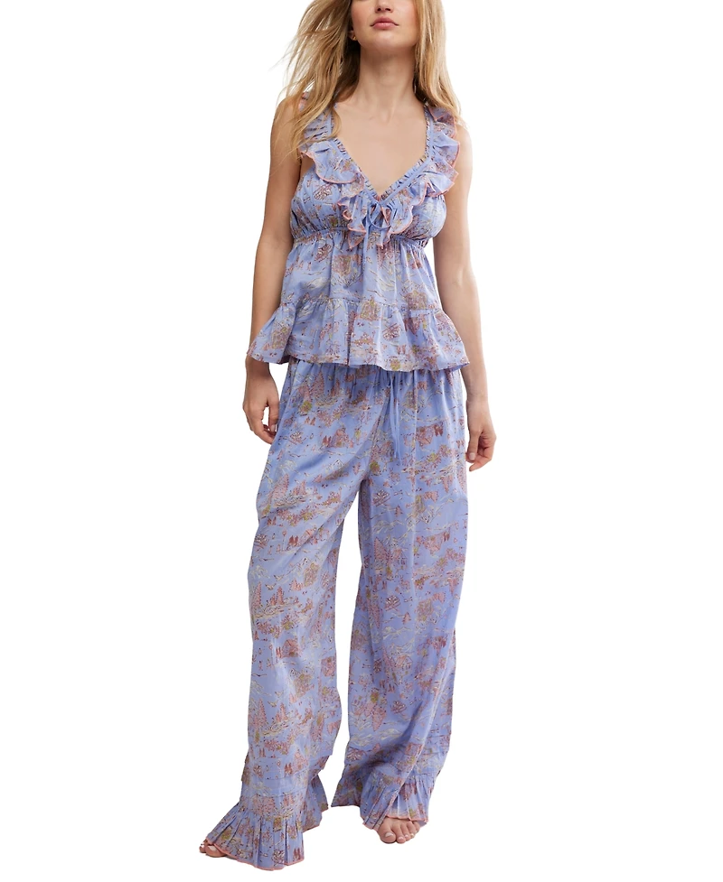Free People Women's 2-Piece Tangled Lights Sleeveless Top and Pants Pajama Set