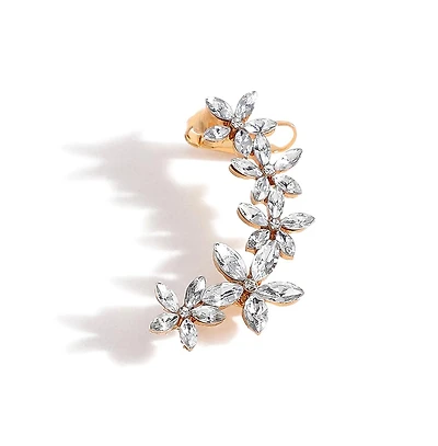 Sohi Women's Silver Embellished Cluster Earcuff Earrings