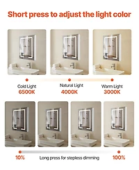 Slickblue Wall-Mount Medicine Cabinet with Lights and 2-Side Mirrors