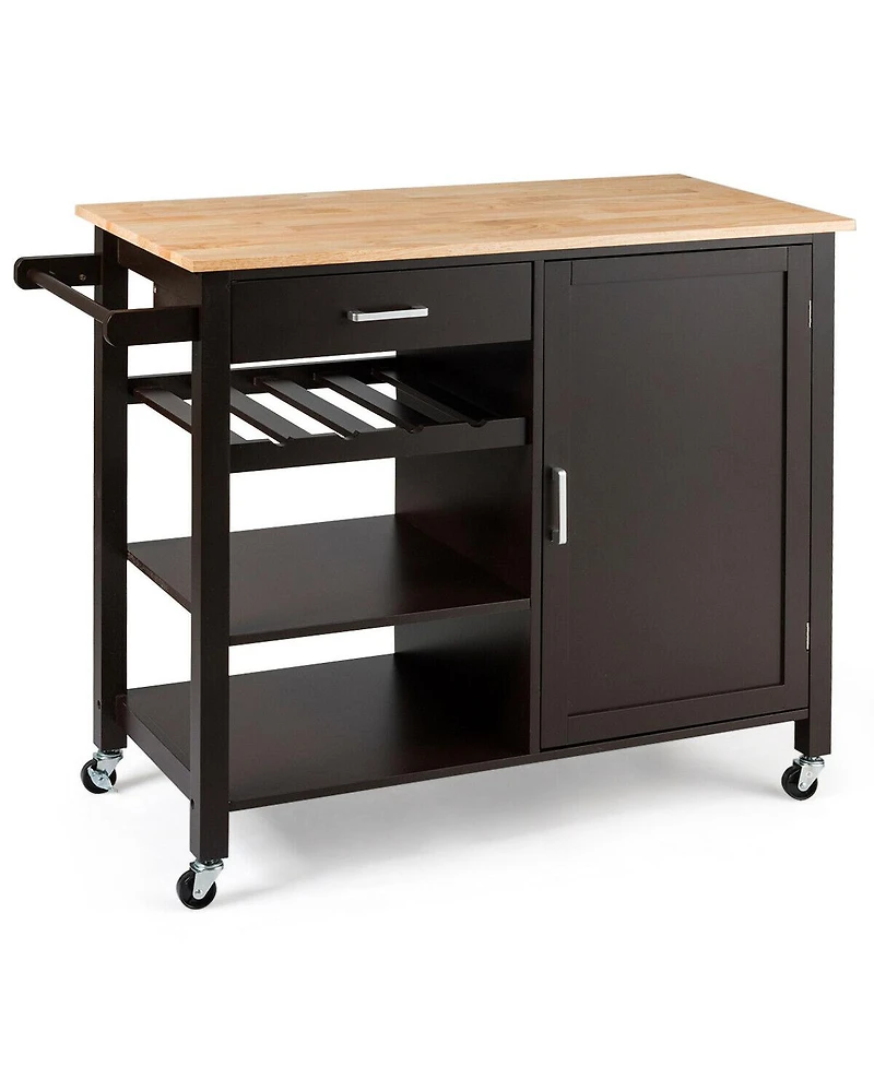 Costway 4-Tier Wood Kitchen Island Trolley Cart Storage Cabinet