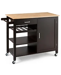 Costway 4-Tier Wood Kitchen Island Trolley Cart Storage Cabinet