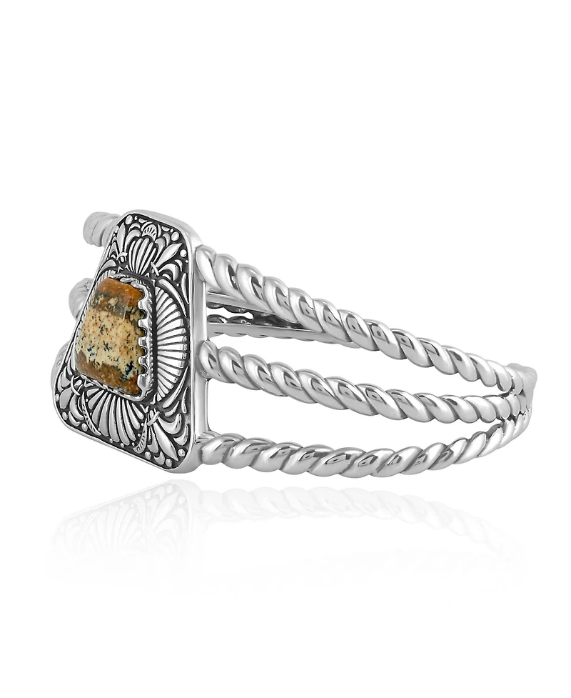 American West Jewelry Sterling Silver Picture Jasper Trapezoid Cuff Bracelet, Size Large
