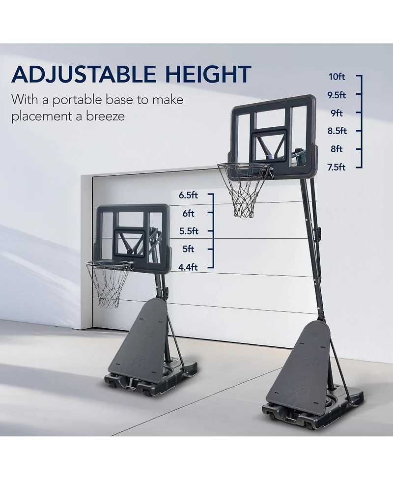 Best Choice Products Adjustable 4.4-10ft Basketball Hoop, Portable Goal w/Shatterproof Backboard