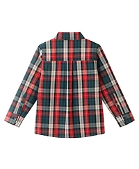 Andy & Evan Toddler/Child Boys Green/Red/Tan Plaid Buttondown w/Bowtie