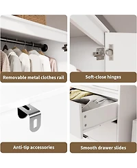 Armoire Wardrobe Closet, 69.5" Wooden Wardrobe Cabinet with 3 Drawers, Hanging Rod, 2 Doors Clothing Storage Cabinet for Bedroom, Large Capacity Stora