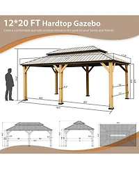 Clihome 19.5-ft x 11.9-ft Hardtop Gazebo Brown Gazebo with Hardtop Roof (Screen Included)