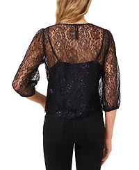 CeCe Women's Puff Sleeve Crewneck Blouse