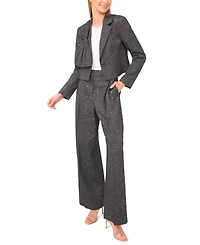 CeCe Women's Cropped Long Sleeve Lapel Bow Blazer