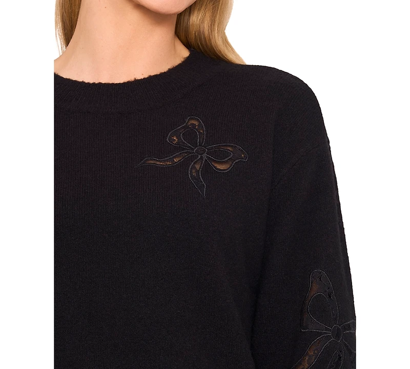 CeCe Women's Lace Bow Long Sleeves Sweater