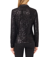 CeCe Women's Sequinned Long Sleeve Polo Top