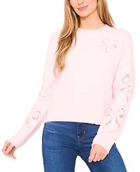 CeCe Women's Lace Bow Long Sleeves Sweater