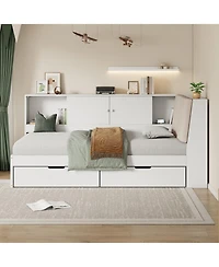 Streamdale Furniture L-Shaped Daybed with Storage Bookcase & Usb