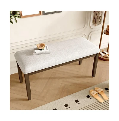 Upholstered Entryway Bench with Wood Legs, 38 Inch Padded Bench for Bedroom, Small Spaces or Dining Room-Maison Boucle