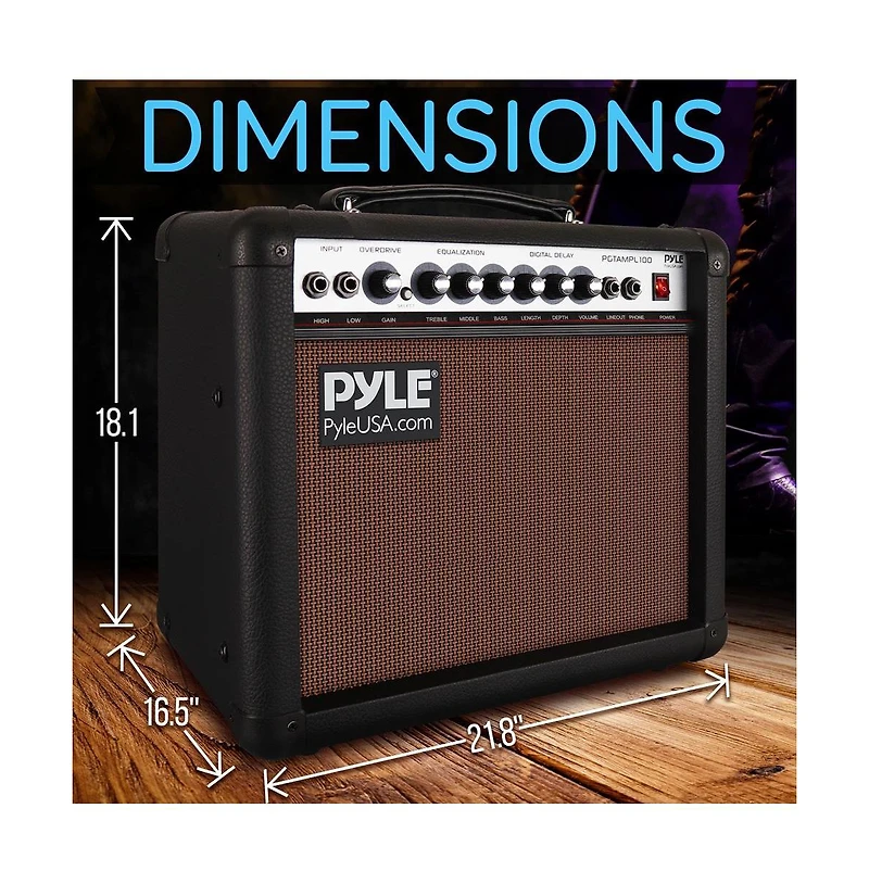 Portable Electronic Guitar Amplifier - 8'' High-Definition Speaker with Volume, Bass, Treble Controls