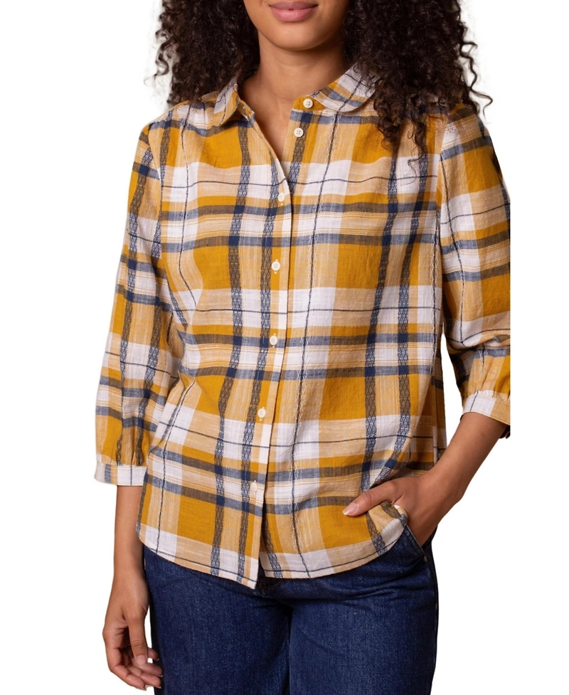 Celtic & Co. Women's Peter Pan Collar Checked Blouse