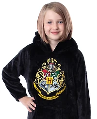 Harry Potter Kids Hogwarts Crest Pullover Poncho Robe Fleece Hooded Bathrobe
