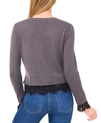 CeCe Women's Lace Hem Long Sleeves Sweater