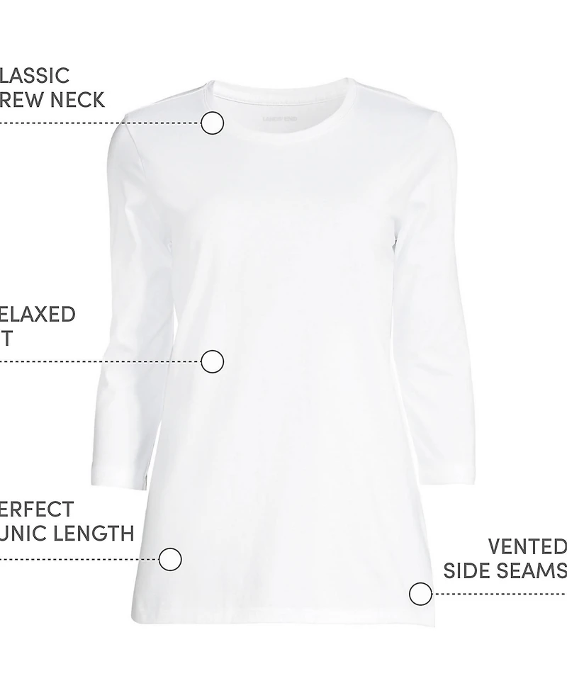 Lands' End Women's Tall 3/4 Sleeve Cotton Supima Tunic