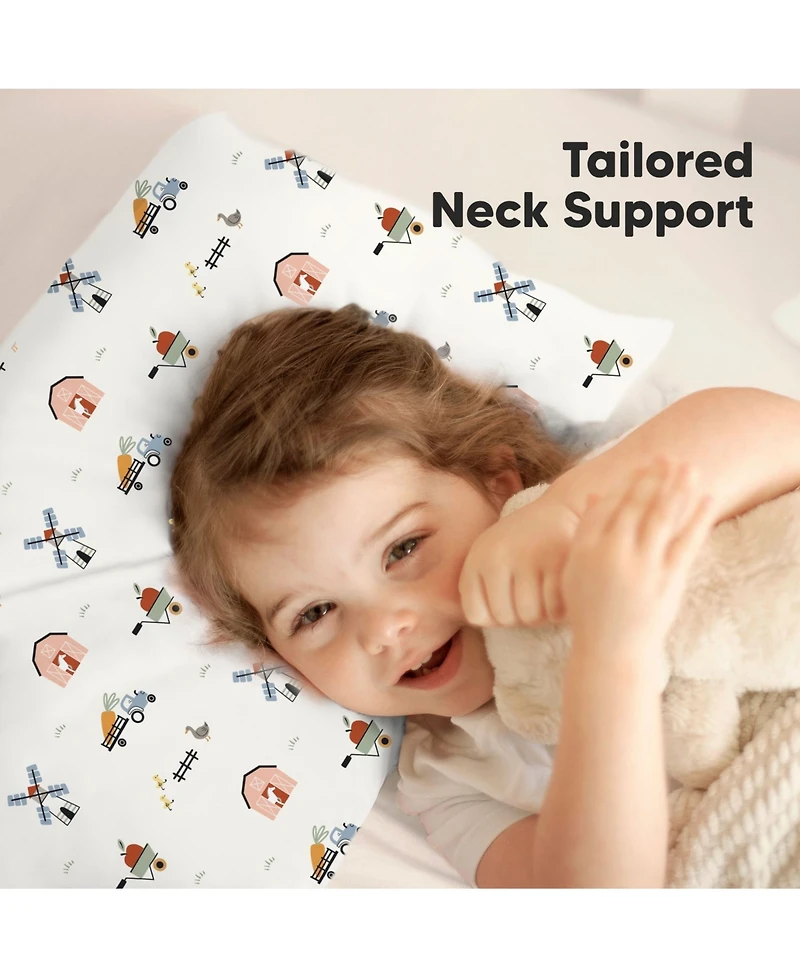 Jumbo Toddler Pillow with Pillowcase, 14X20 Soft Organic Pillows for Sleeping, Kids Travel