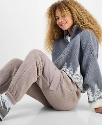 Hippie Rose Juniors' Sherpa Cargo Jogger Pants