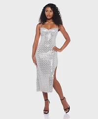 Alex & Sophia Juniors' Sweetheart Neck Side Slit Dress