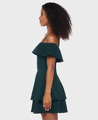 B Darlin Juniors' Ruffled Off-The-Shoulder Dress