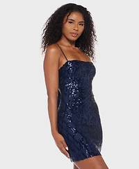 B Darlin Juniors' Sequined Chiffon-Tie Bodycon Dress