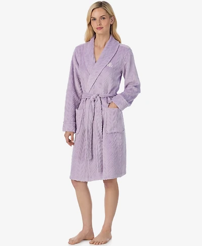Lauren Ralph Women's Long Sleeve Shawl Collar Short Robe