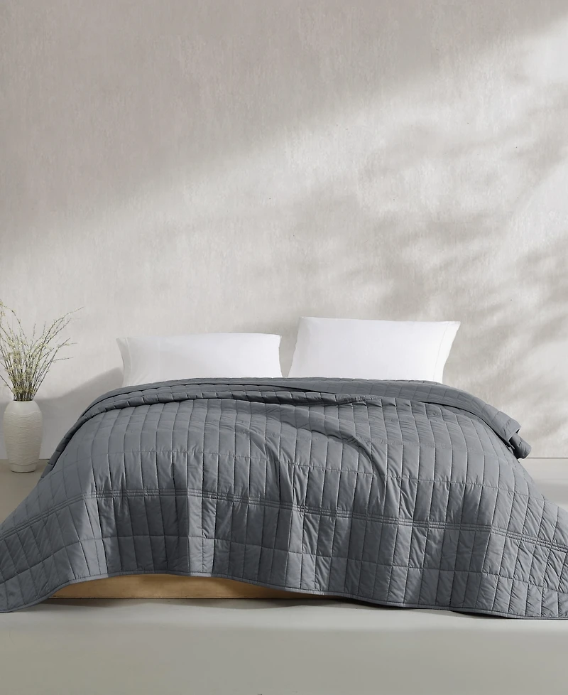 Calvin Klein Washed Percale Solid Cotton 3-Pc. Quilt Set