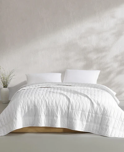 Calvin Klein Washed Percale Solid Cotton 3-Pc. Quilt Set, Queen