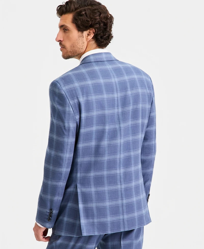 Tayion Collection Men's Classic-Fit Navy Plaid Suit Separates Jacket