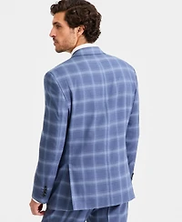 Tayion Collection Men's Classic-Fit Navy Plaid Suit Separates Jacket