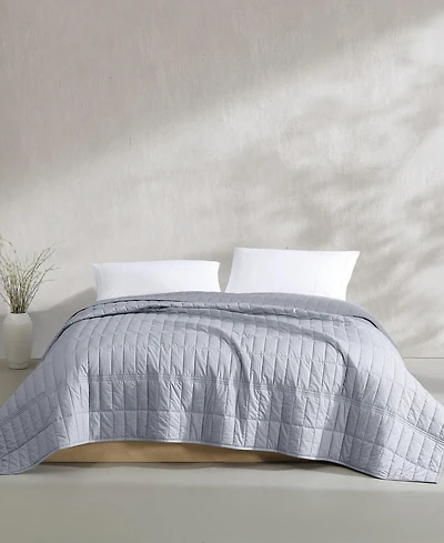 Closeout! Calvin Klein Washed Percale Solid Cotton 3-Pc. Quilt Set, Queen