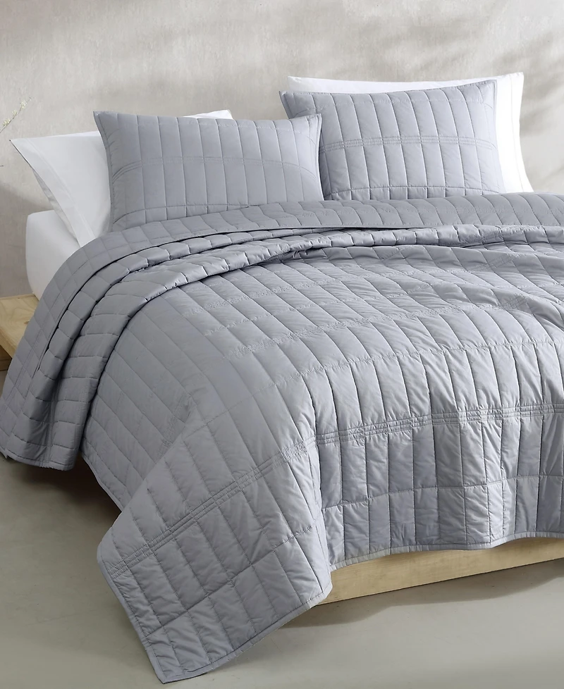 Closeout! Calvin Klein Washed Percale Solid Cotton -Pc. Quilt Set