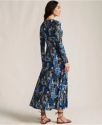 Lands' End Women's Silky Knit Ruched Maxi Dress