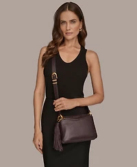Donna Karan New York Glenwood Zippered Leather Crossbody with Tassel Detail