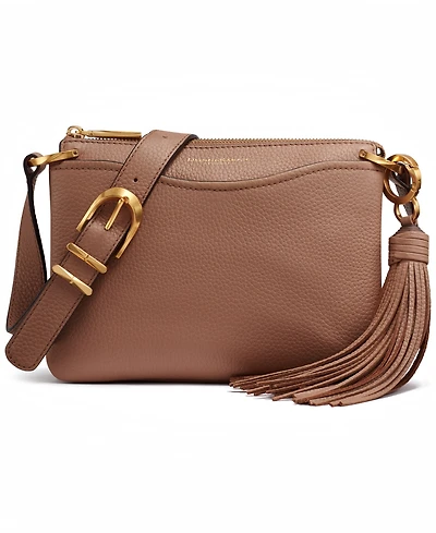 Donna Karan New York Glenwood Zippered Leather Crossbody with Tassel Detail