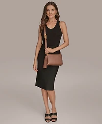 Donna Karan New York Glenwood Zippered Leather Crossbody with Tassel Detail