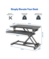 FlexiSpot M7 Series 28"W Manual Adjustable Standing Desk Converter, Black