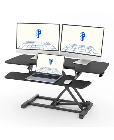 FlexiSpot M7 Series 42"W Manual Adjustable Standing Desk Converter, Black