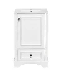 Casainc 20; Bathroom Vanity with Ceramic Sink, Soft-Close Door, U-Shaped Shelf, Drawer and Storage Rack